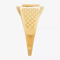 Mens 10K Gold Cross Signet Ring