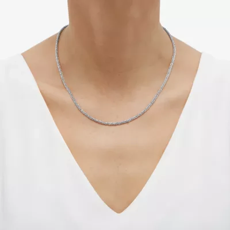 Womens 10K Gold Inch Rope Chain Necklace
