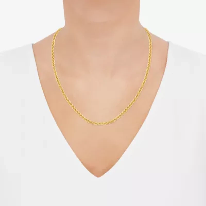Womens 10K Gold Inch Wheat Chain Necklace