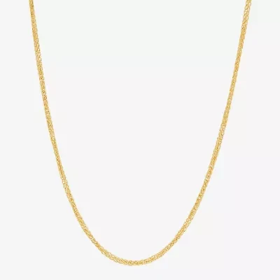 Womens 14K Gold 22 Inch Wheat Chain Necklace