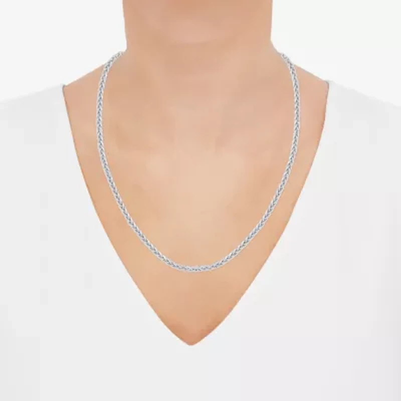 Womens 10K Gold 22 Inch Wheat Chain Necklace