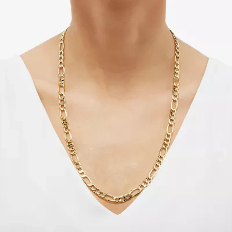 Womens 10K Gold 24 Inch Figaro Chain Necklace