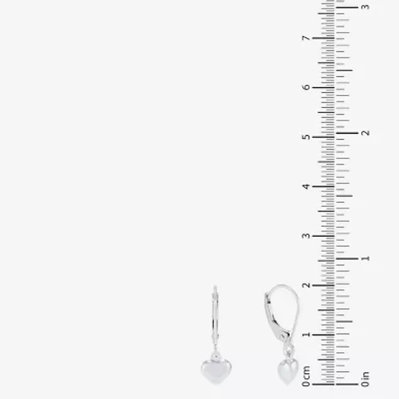 Womens 14K Gold Heart Drop Earrings