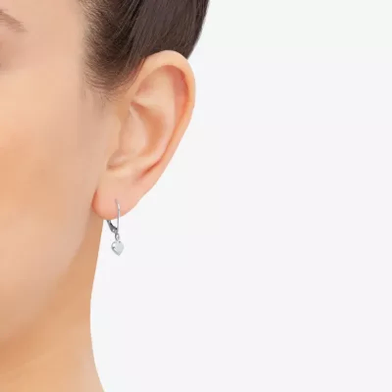 Womens 14K Gold Heart Drop Earrings