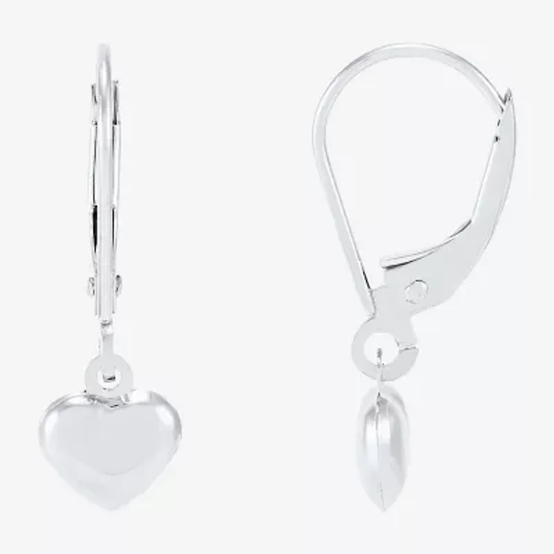 Womens 14K Gold Heart Drop Earrings