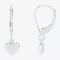 Womens 14K Gold Heart Drop Earrings