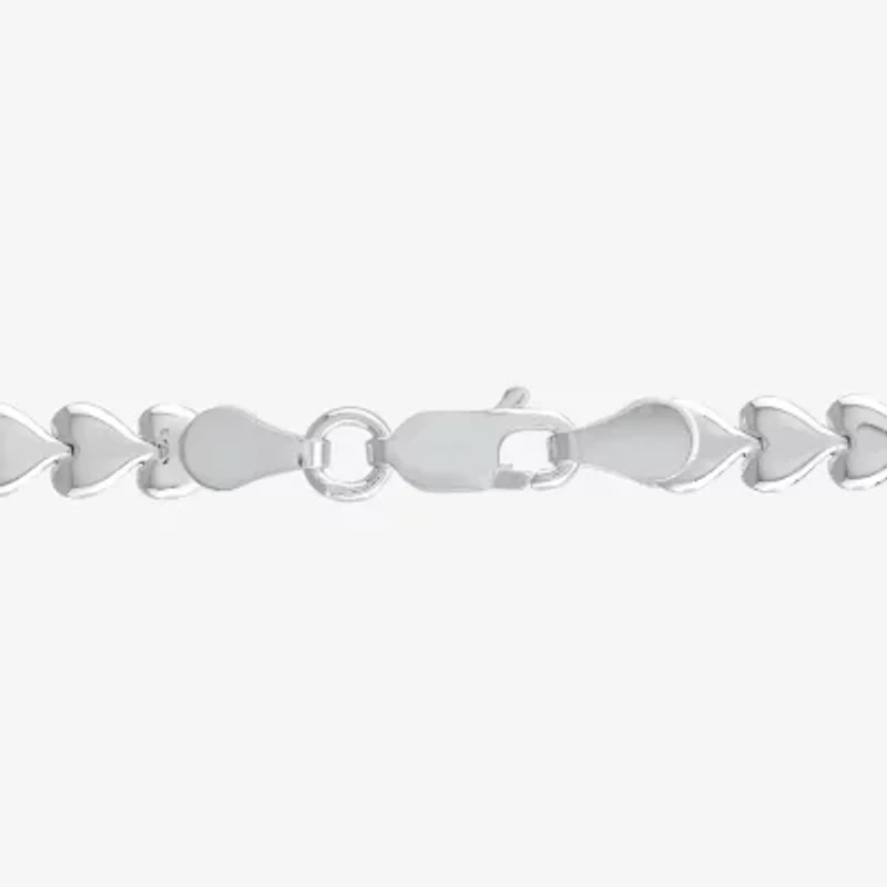 Made in Italy Womens Sterling Silver 9 Inch Stampato Chain Bracelet