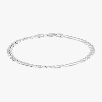 Made in Italy Womens Sterling Silver 9 Inch Stampato Chain Bracelet
