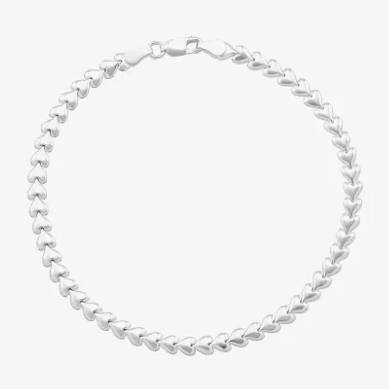 Made in Italy Womens Sterling Silver 9 Inch Stampato Chain Bracelet