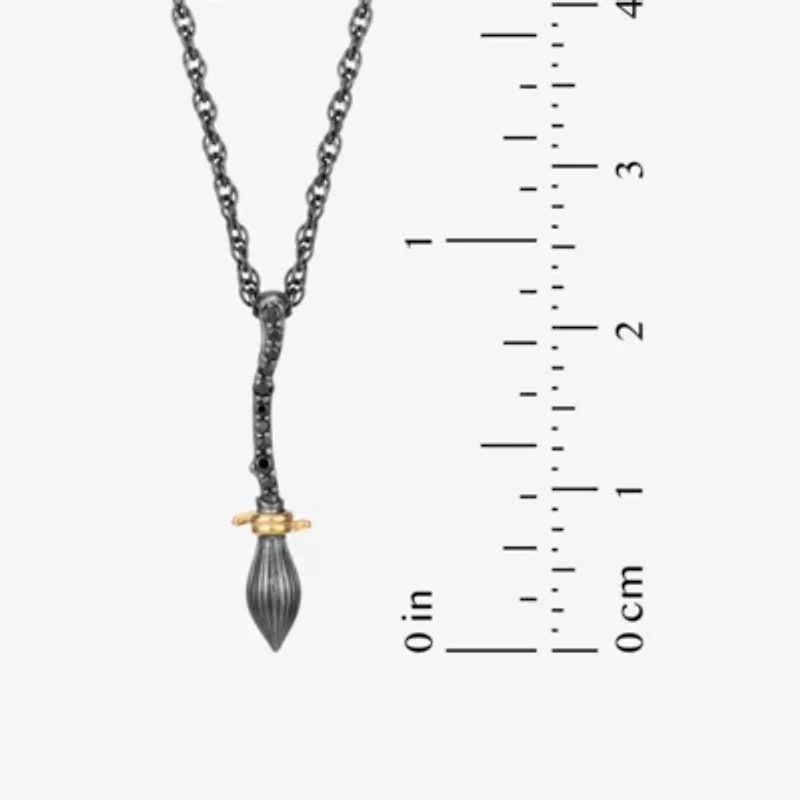 Harry Potter Womens Diamond Accent Lab Grown Black Diamond 14K Gold Over Silver 16 Inch Pendant Necklace
