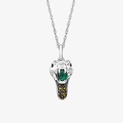 Harry Potter Womens Genuine Green Malachite 14K Gold Over Silver 16 Inch Pendant Necklace