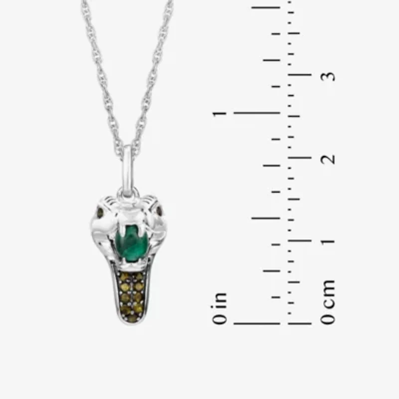 Harry Potter Womens Genuine Green Malachite 14K Gold Over Silver 16 Inch Pendant Necklace
