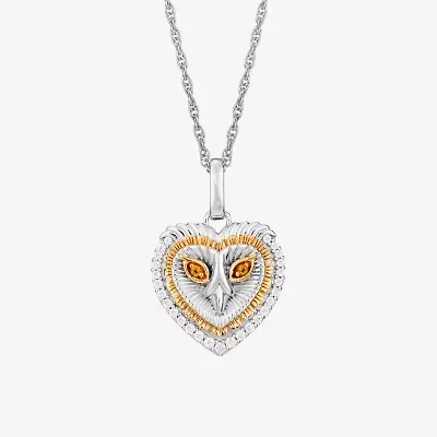 Harry Potter (F / Si2) Womens 1/8 CT. T.W. Lab Grown Diamond Genuine Yellow Citrine 14K Two Tone Gold Over Silver 18 Inch Pendant Necklace