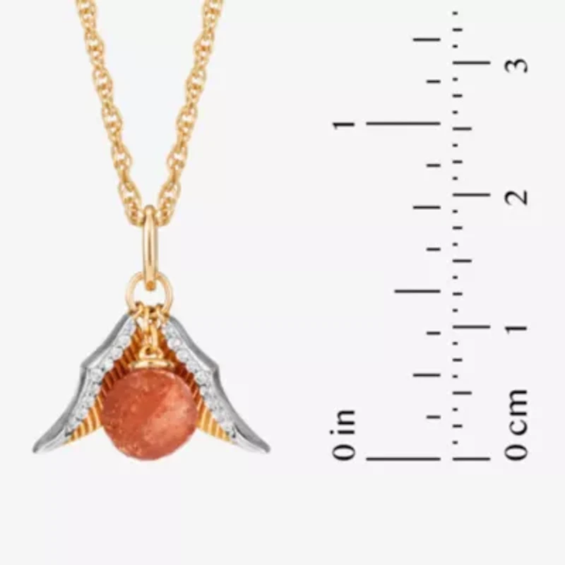 Harry Potter (F / Si2) Womens Lab Grown Diamond Accent Genuine Sunstone 14K Two Tone Gold Over Silver 18 Inch Pendant Necklace