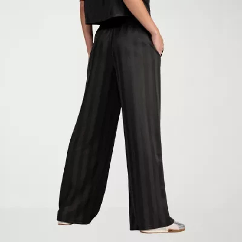 PUMA Womens Wide Leg Mid Rise Relaxed Fit Drawstring Pant