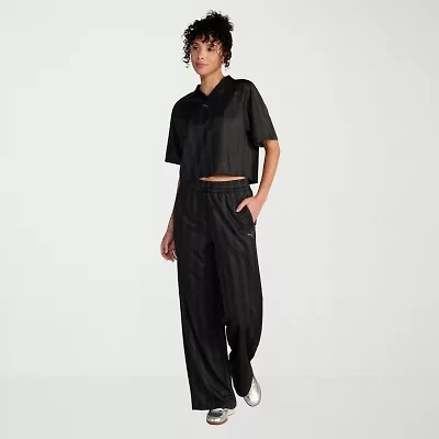 PUMA Womens Wide Leg Mid Rise Relaxed Fit Drawstring Pant