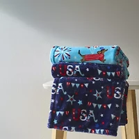 Home Expressions Velvet Plush Americana Print 50x60 Throw