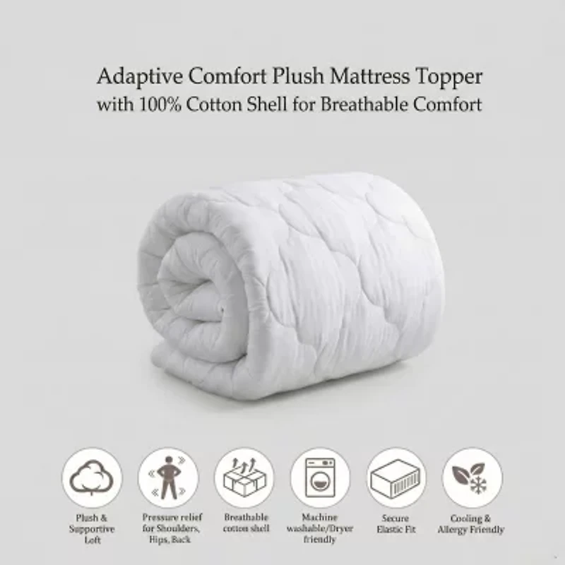 Ella Jayne Lofty 100% Cotton Plush Gel Fiber Filled Mattress Topper