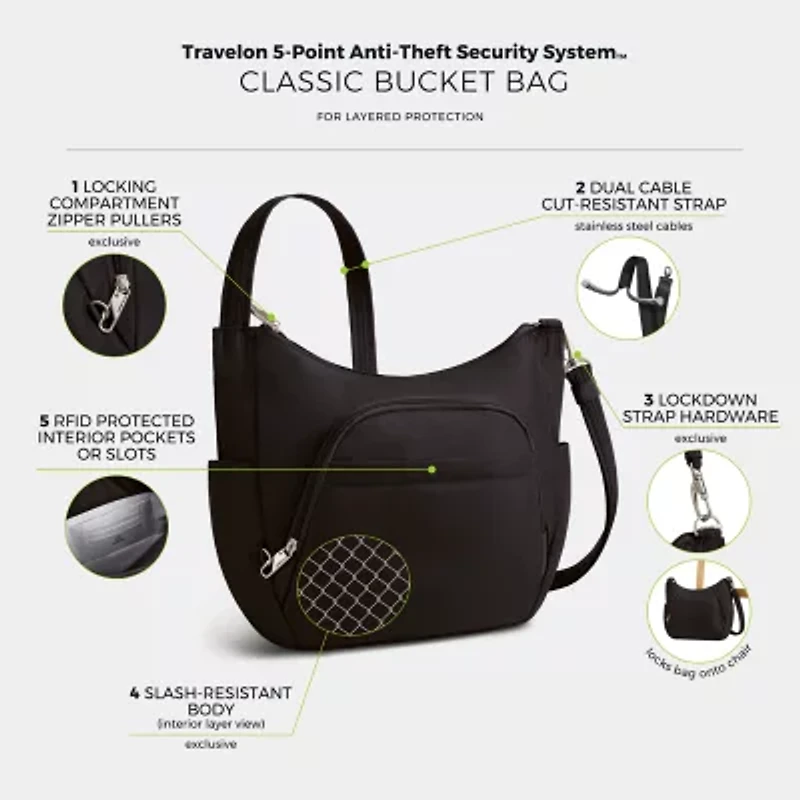 Anti-Theft Classic Crossbody Bucket Bag