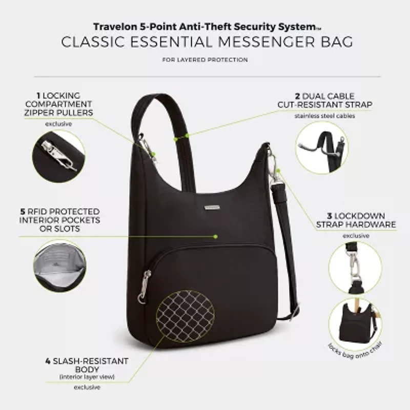 Travelon Anti-Theft Classic Essential Messenger Bag
