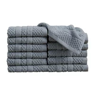 Linery Cotton Checkered Weave 12-pc. Quick Dry Washcloth