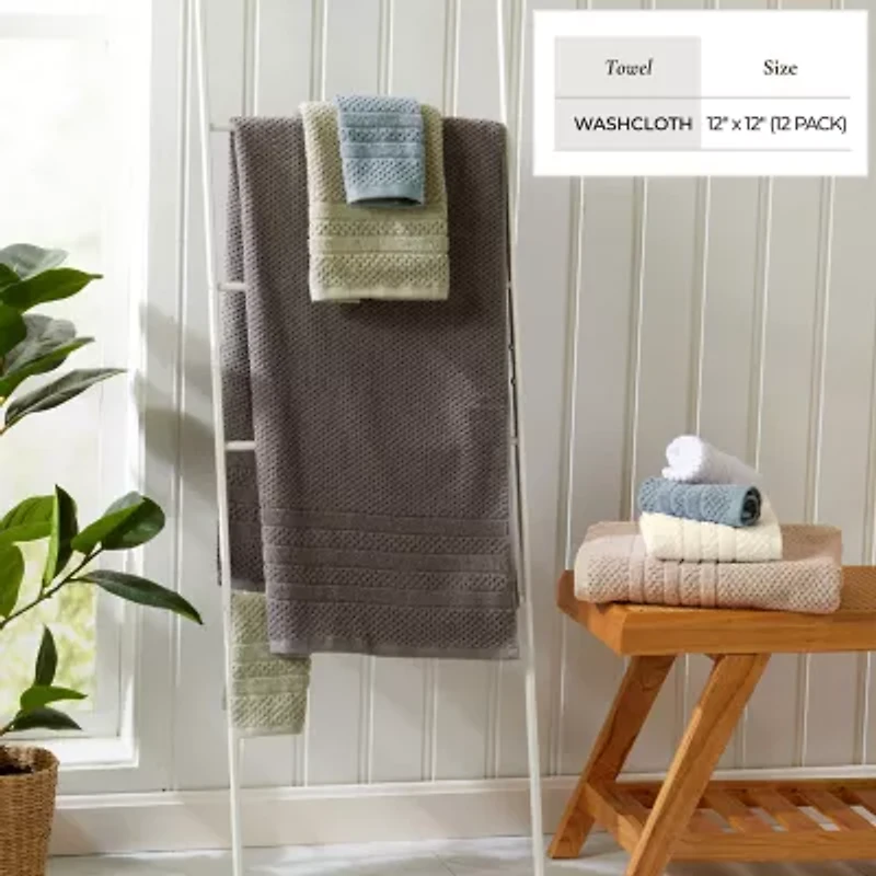 Linery Cotton Checkered Weave 12-pc. Quick Dry Washcloth