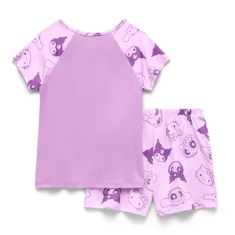 Little & Big Kid Girls Hello Kitty Powerpuff Round Neck Short Sleeve 2-pc. Pajama Sets