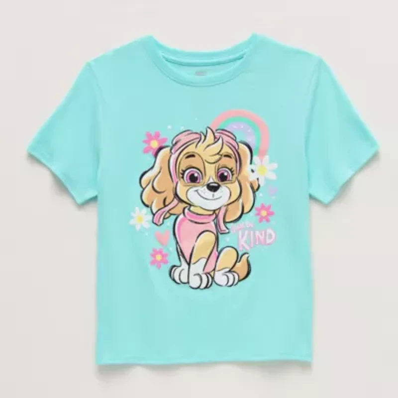 Little & Big Kid Girls Crew Neck Short Sleeve Regular Fit Paw Patrol Graphic T-Shirt