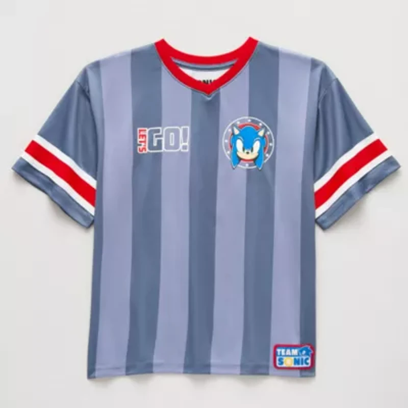 Little & Big Kid Boys V Neck Sonic the Hedgehog Short Sleeve Jersey