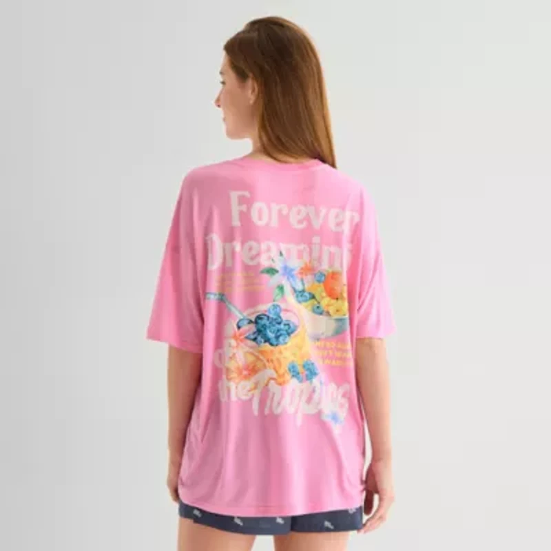 Arizona Body Womens Round Neck Short Sleeve Juniors Pajama Top