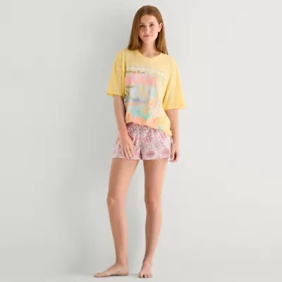 Arizona Body Womens Round Neck Short Sleeve Juniors Pajama Top