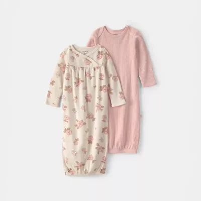 Carter's Baby Girls Crew Neck Long Sleeve 2-pc. Nightgown