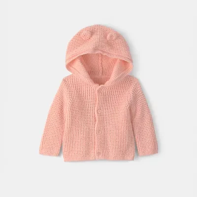Carter's Baby Girls Hooded Long Sleeve Button Rib Knit Cardigan