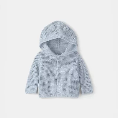 Carter's Baby Boys Hooded Long Sleeve Button Rib Knit Cardigan