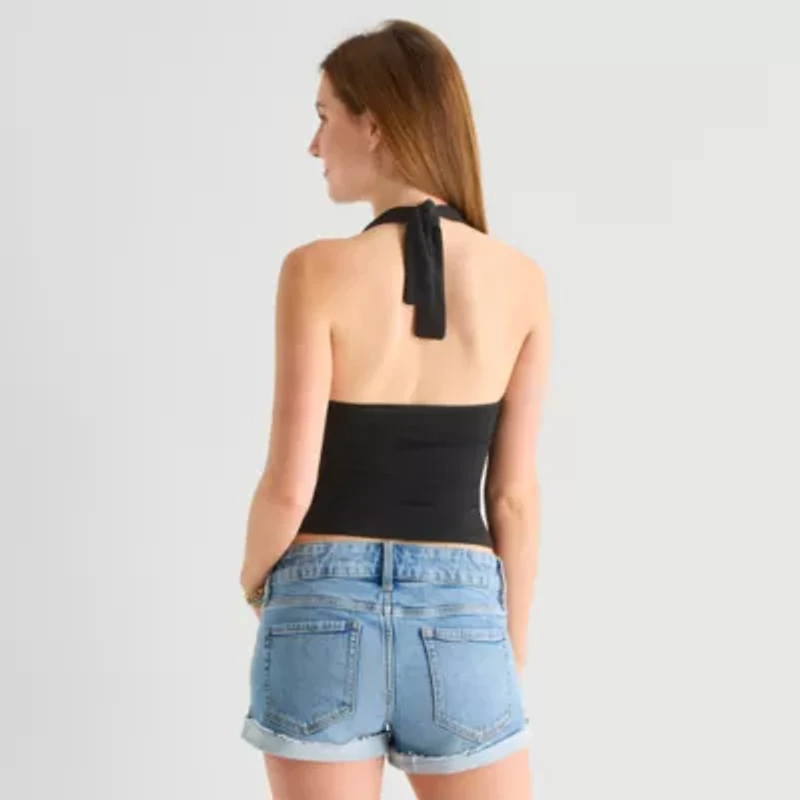 Arizona Womens Juniors Halter Neck Sleeveless Tank Top