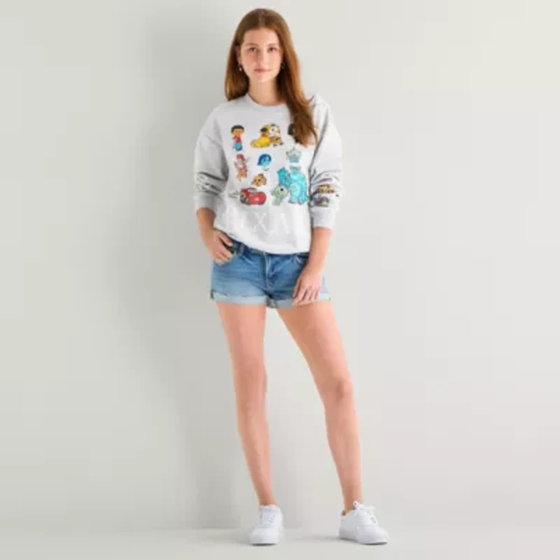Pixar Womens Juniors Crew Neck Long Sleeve Sweatshirt