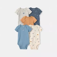 Carter's Baby Boys Crew Neck Short Sleeve Rib 5-pc. Bodysuit