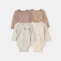 Carter's Baby Unisex Crew Neck Long Sleeve Rib 4-pc. Bodysuit