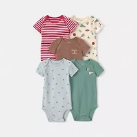 Carter's Baby Boys Crew Neck Short Sleeve Rib 5-pc. Bodysuit