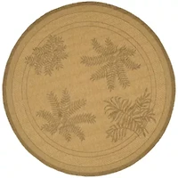 Courtyard Large Palm Fronds Indoor/Outdoor Round Rug