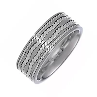 Mens Stainless Steel Ring with Sterling Silver Inlay