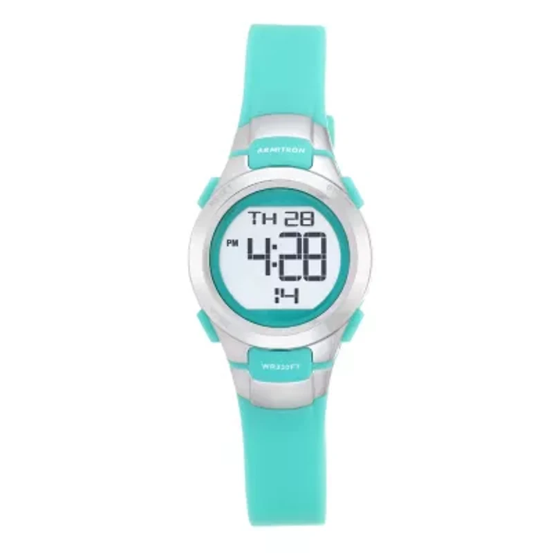 Armitron Pro Sport Womens Chronograph Digital Green Strap Watch 45/7012tel