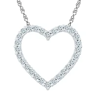 Womens 1/5 CT. Natural White Diamond 10K Gold Heart 18 Inch Pendant Necklace