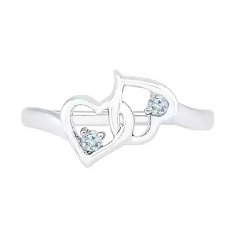 Womens Diamond Accent Natural Sterling Silver Heart Cocktail Ring