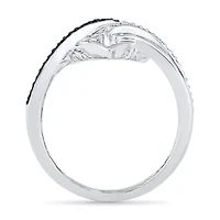 Womens 1/8 CT.T.W. Natural White and Color Enhanced Black Diamond Sterling SIlver Cocktail Ring