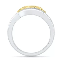 "Mom" Womens Diamond Accent Natural White 10K Gold Over Silver Cocktail Ring