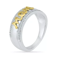 "Mom" Womens 2MM 1/6 CT. T.W. Natural White Diamond 10K Gold Over Silver Band