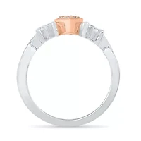 "Mom" Womens Diamond Accent Natural White 10K Gold Over Silver Cocktail Ring