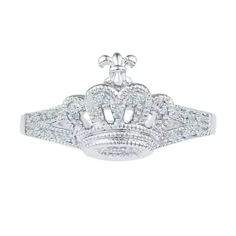 Womens Diamond Accent Natural White Sterling Silver Cocktail Ring