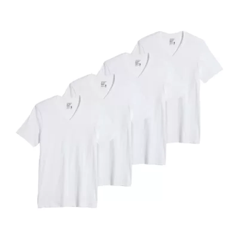 Jockey Classics Bonus Pack Mens 4 Short Sleeve V Neck Moisture Wicking T-Shirt